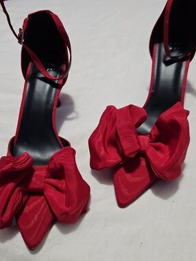 a new day Red Pointed Bow Stiletto Ankle-Strap Party Pump Heels Size 11